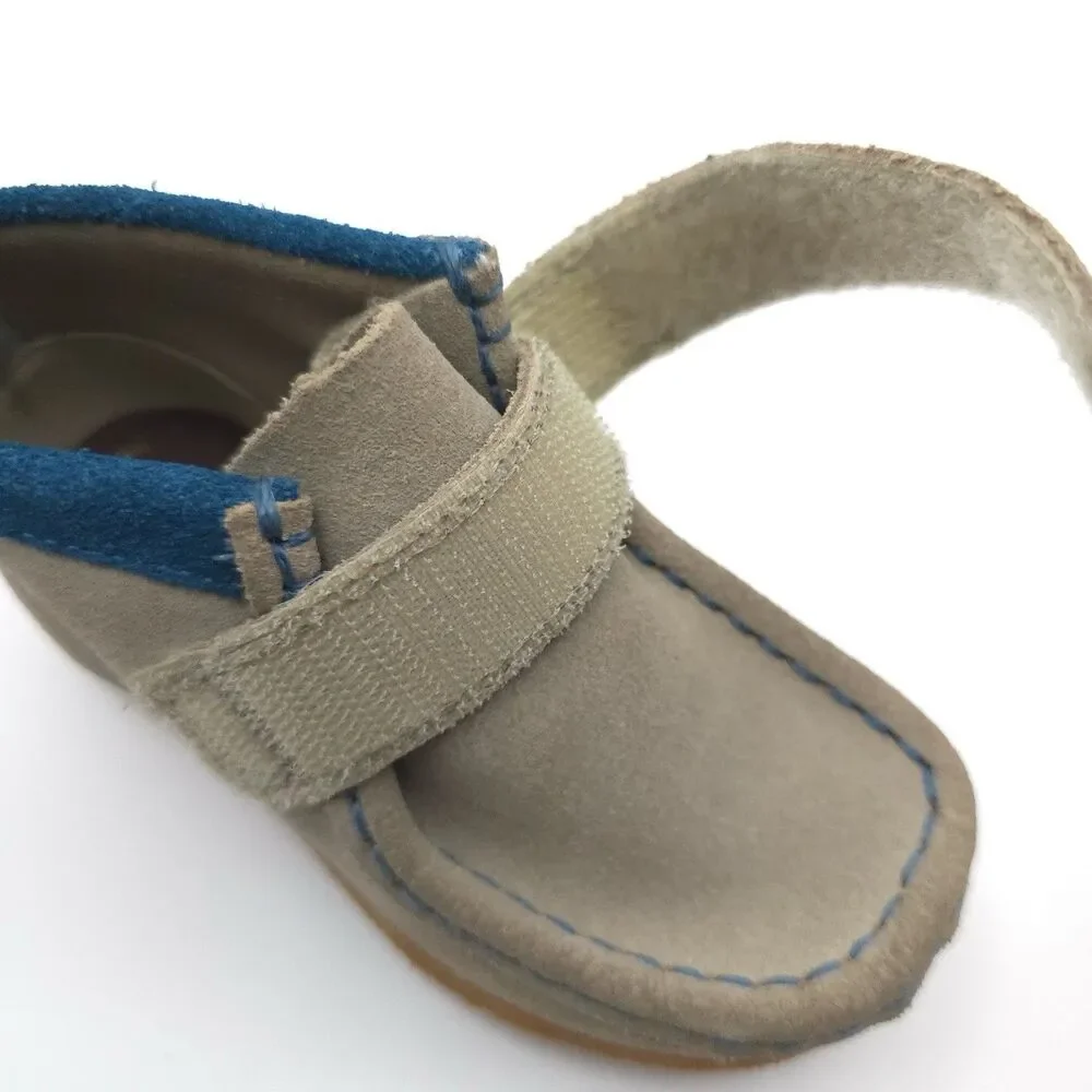 CLARKS New Wallabee Booties US 7W Big Kid Sand Combi LEATHER Toddler Shoes Suede